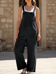 Mid-waist retro solid color loose casual fashion suspenders
