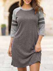 Color Block Short Sleeve Lounge Night Dress_CWSPJ00573