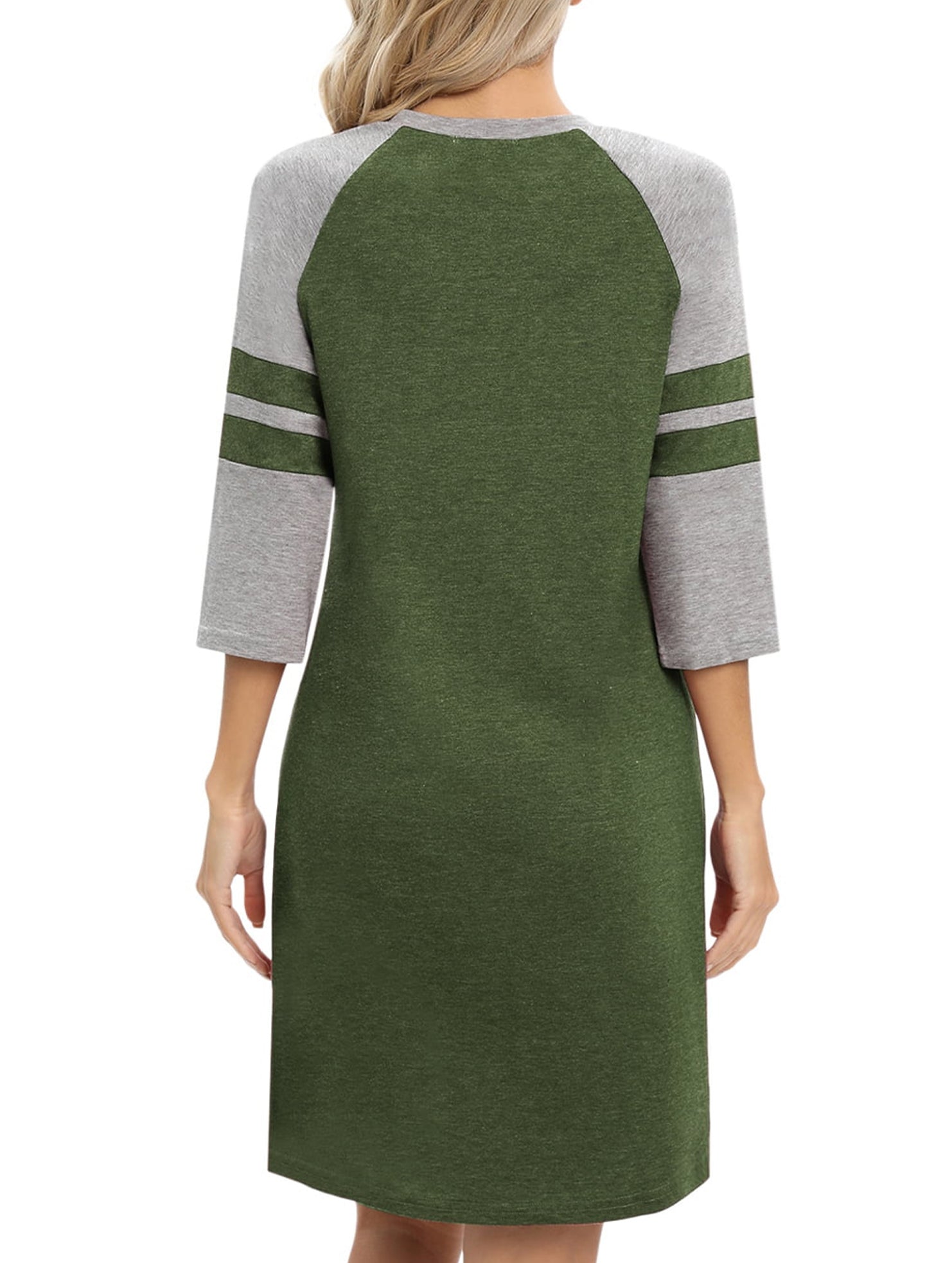 Color Block Short Sleeve Lounge Night Dress_CWSPJ00573