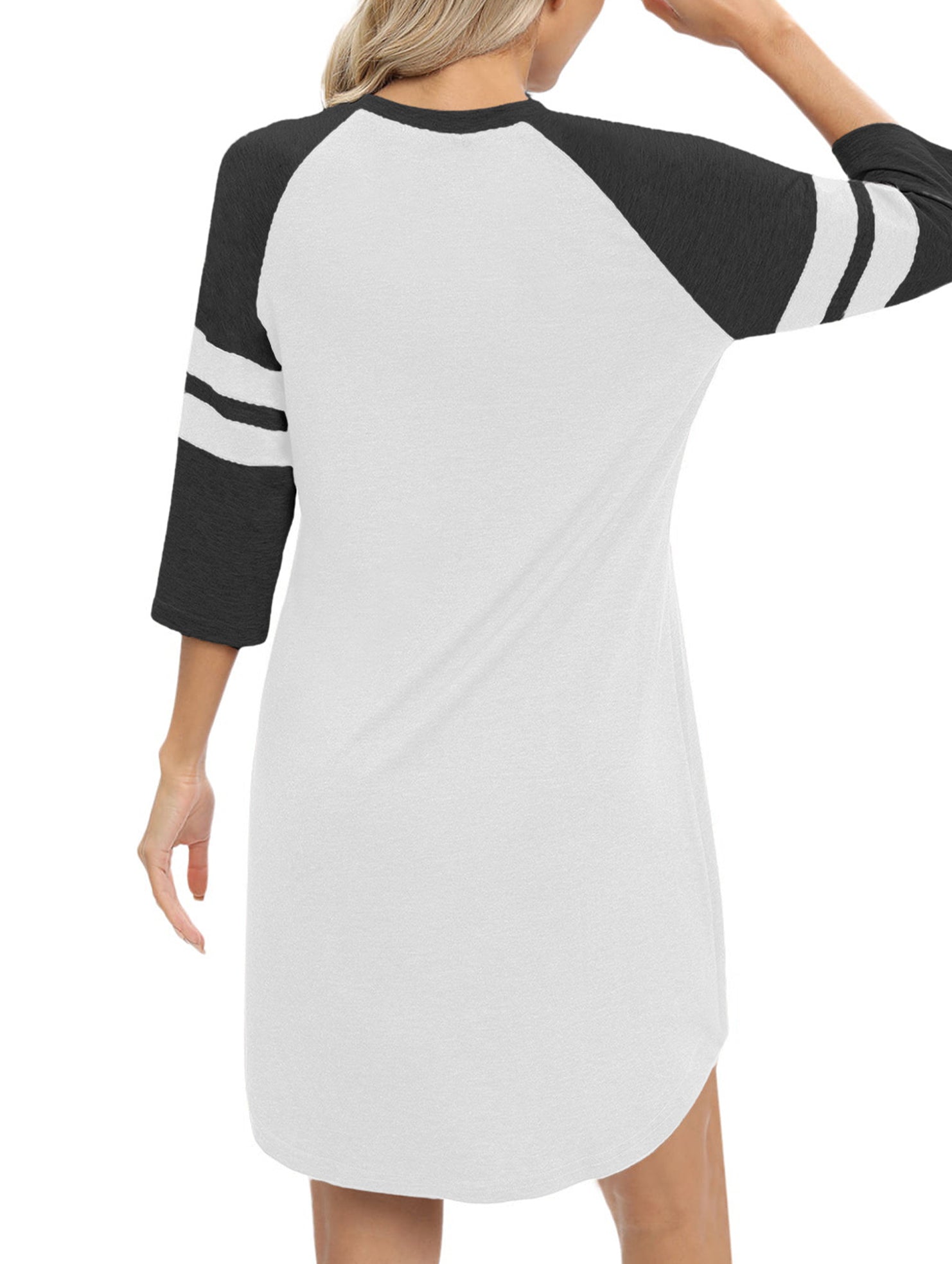 Color Block Short Sleeve Lounge Night Dress_CWSPJ00573
