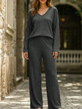 Ribbed Long Sleeve Pajama Set Two Piece_CWSPJ00579