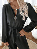 Casual Zip Neck Belted Jumpsuit_CWSR00159
