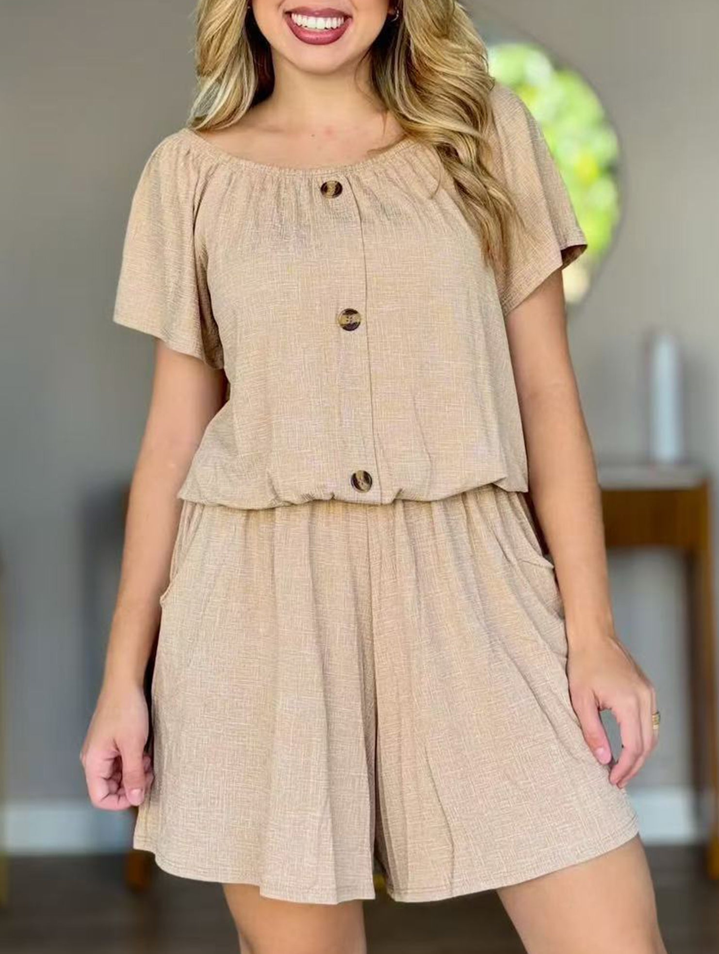 Off Shoulder Waist Romper