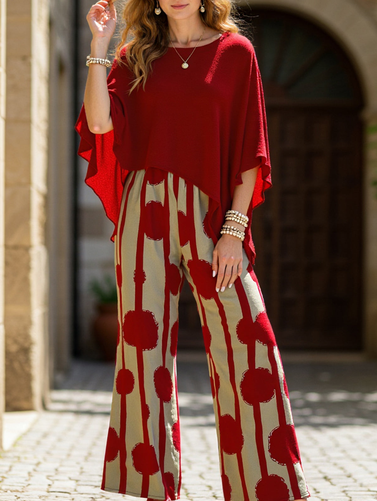 casual printed trouser suit