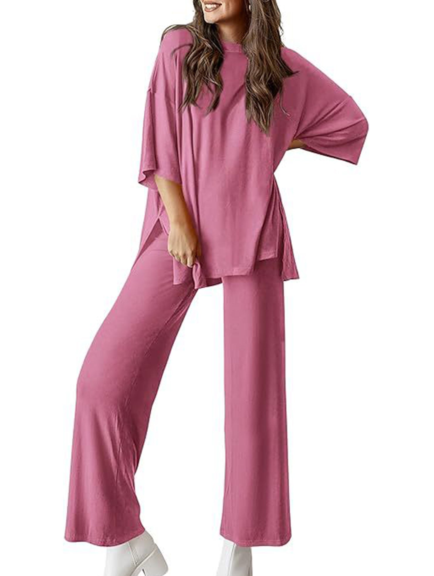 Casual round neck loose T-side suit