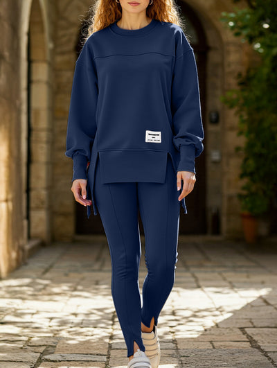 irregular long-sleeved sweatshirt suit