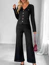 Simple style jacket solid color wide-leg pants suit