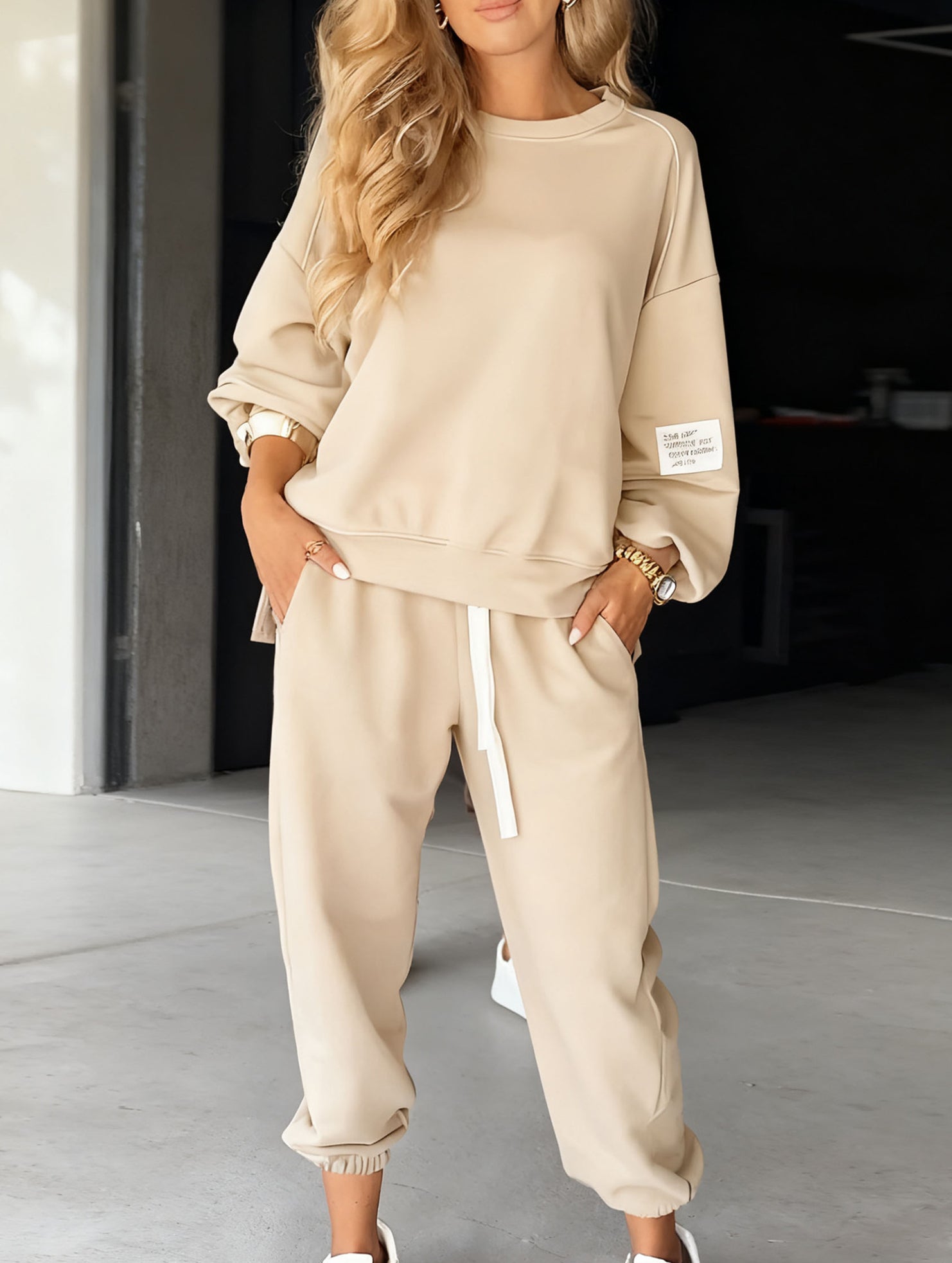 Casual wide-leg pocket trouser suit