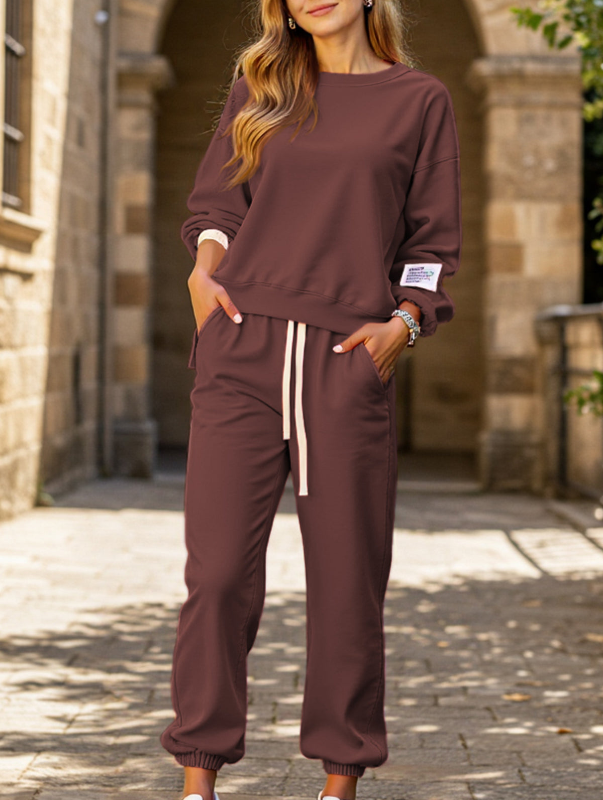 Casual wide-leg pocket trouser suit