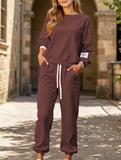 Casual wide-leg pocket trouser suit