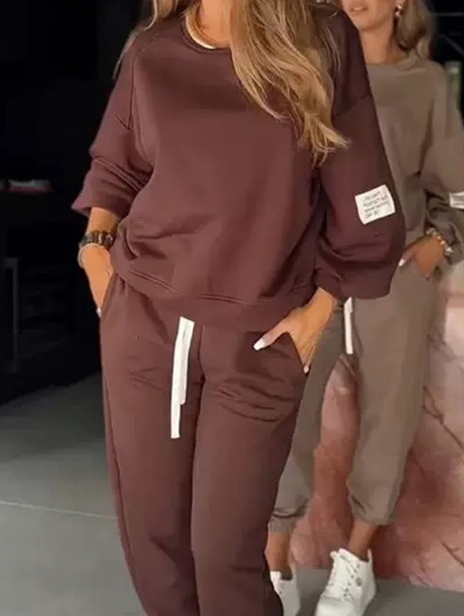 Casual wide-leg pocket trouser suit