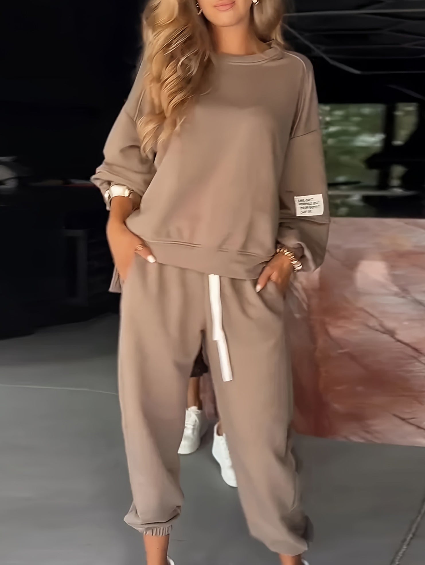 Casual wide-leg pocket trouser suit