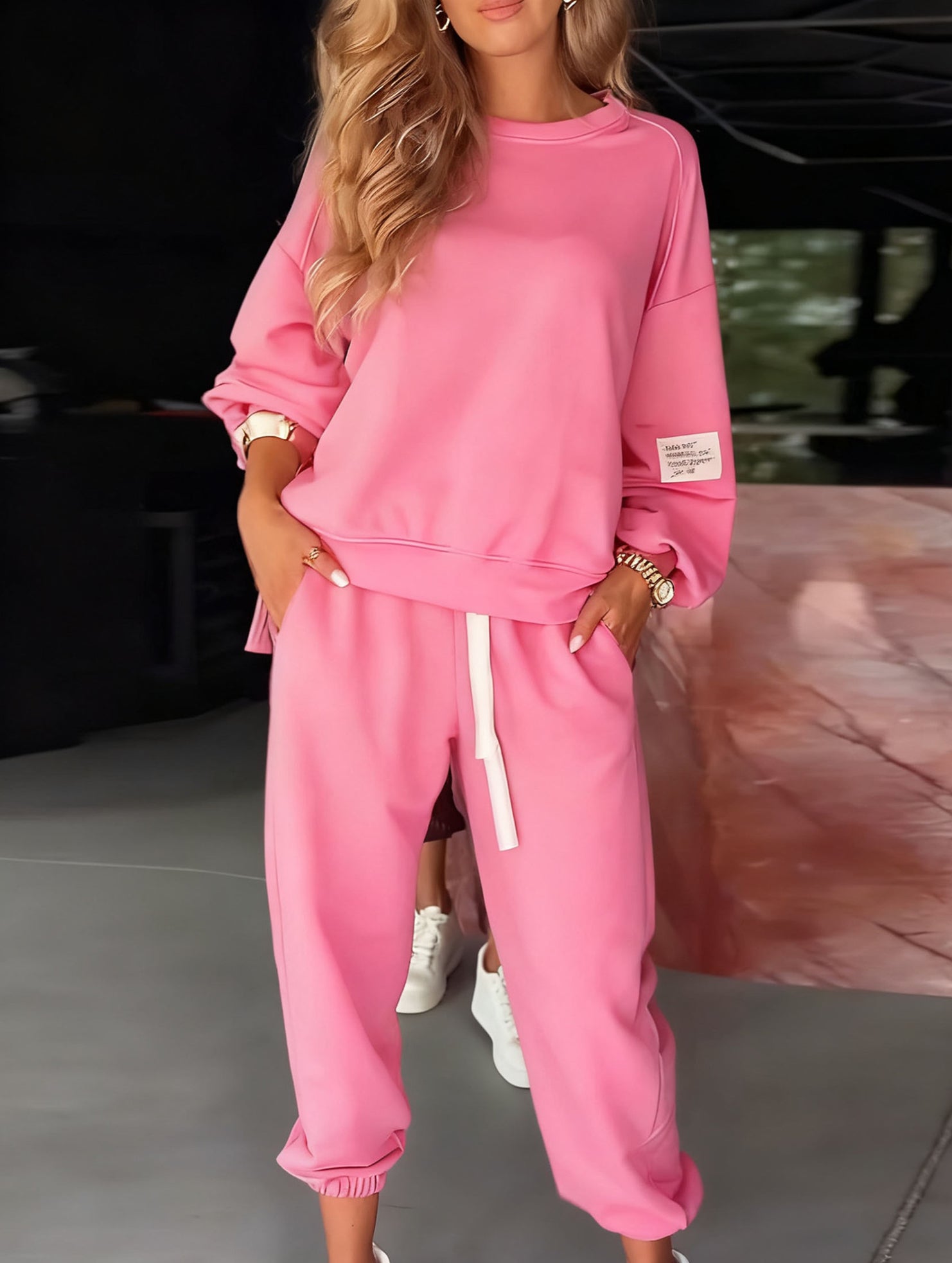 Casual wide-leg pocket trouser suit