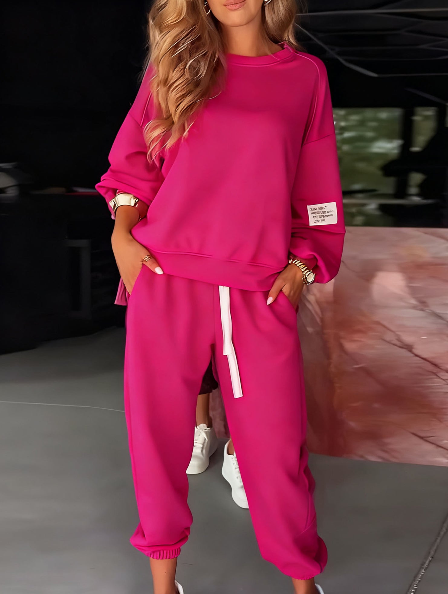 Casual wide-leg pocket trouser suit