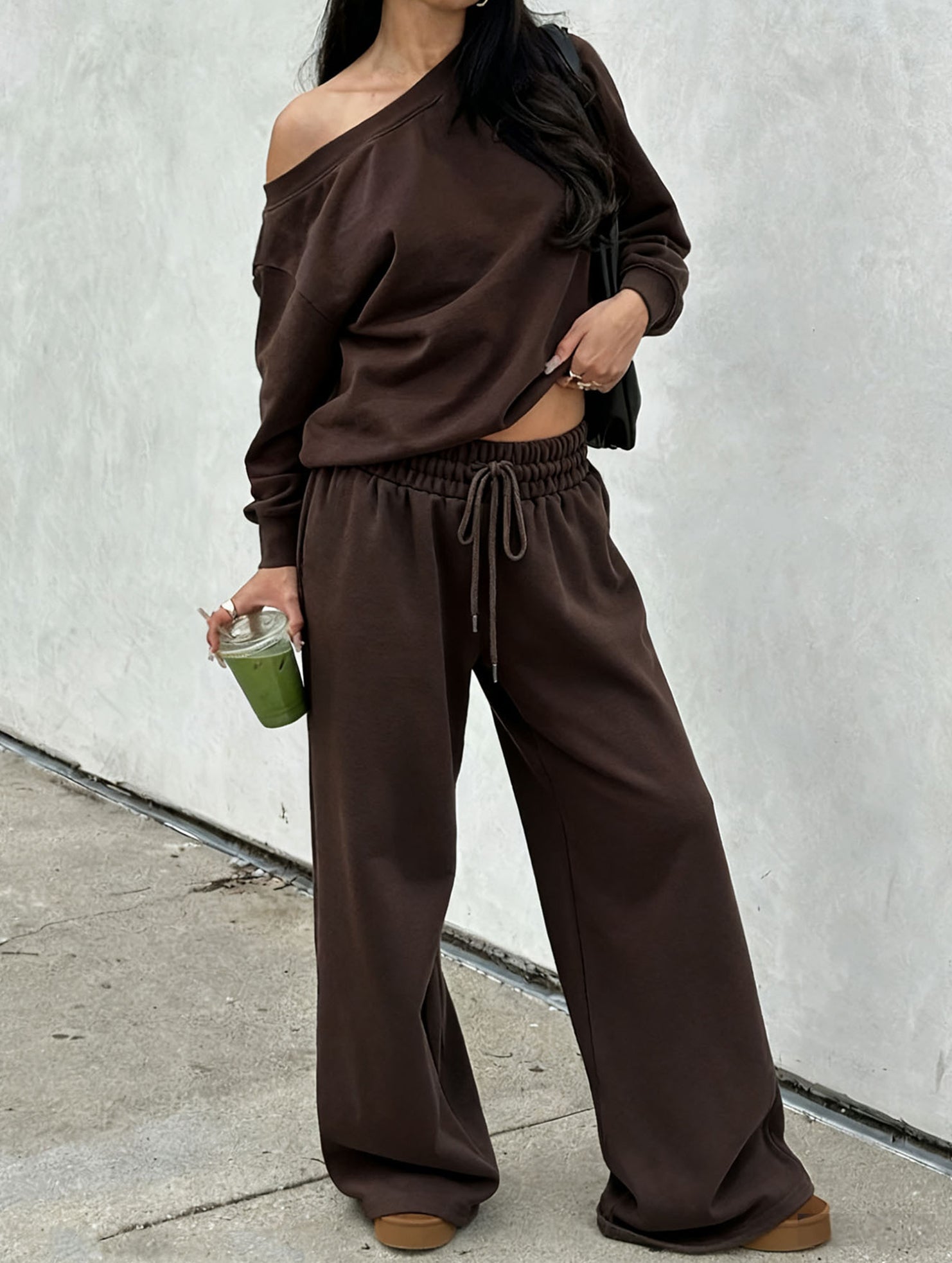 Casual off-shoulder two-piece set