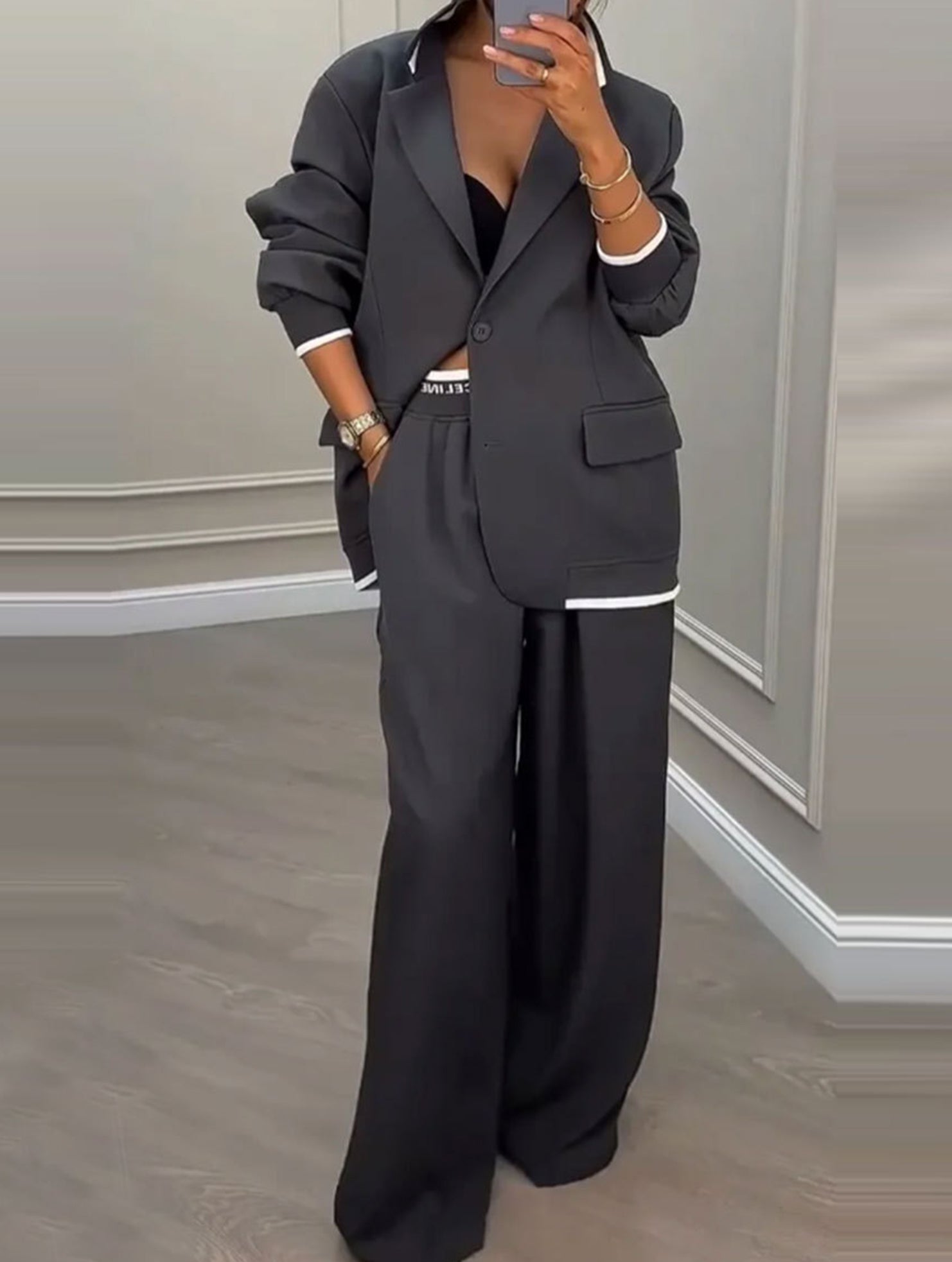 Casual wide-leg trouser suit