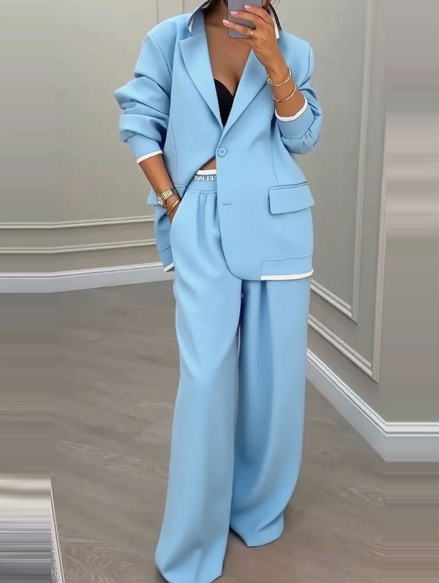 Casual wide-leg trouser suit