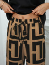 Geometric pattern top and wide-leg pants set