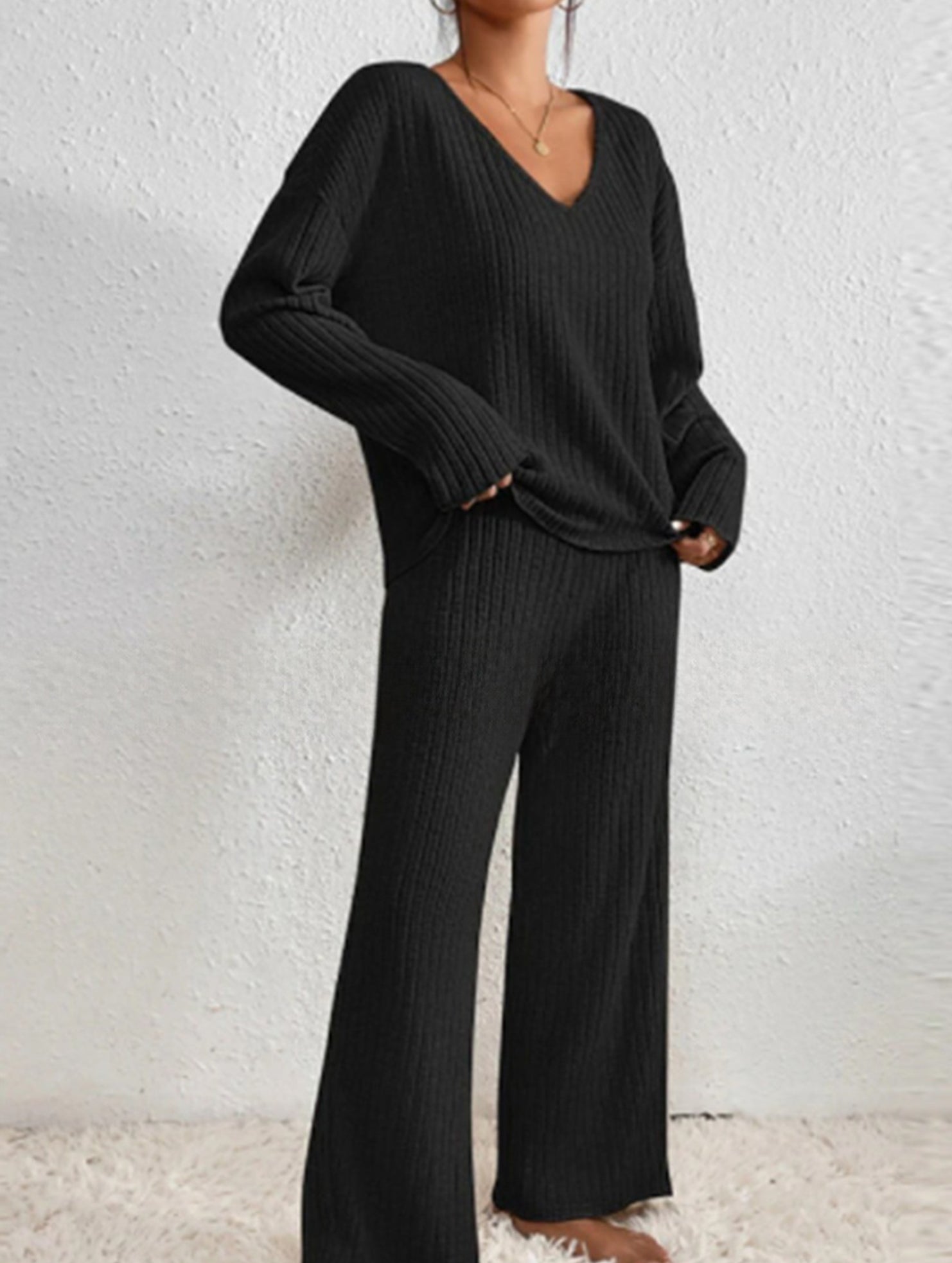V-neck loose-fitting casual long-sleeved suit