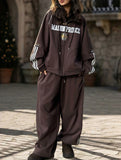 Retro sports hoodie set, two-piece set