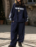 Retro sports hoodie set, two-piece set