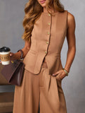 Suit Vest Wide Leg Pants Casual Set