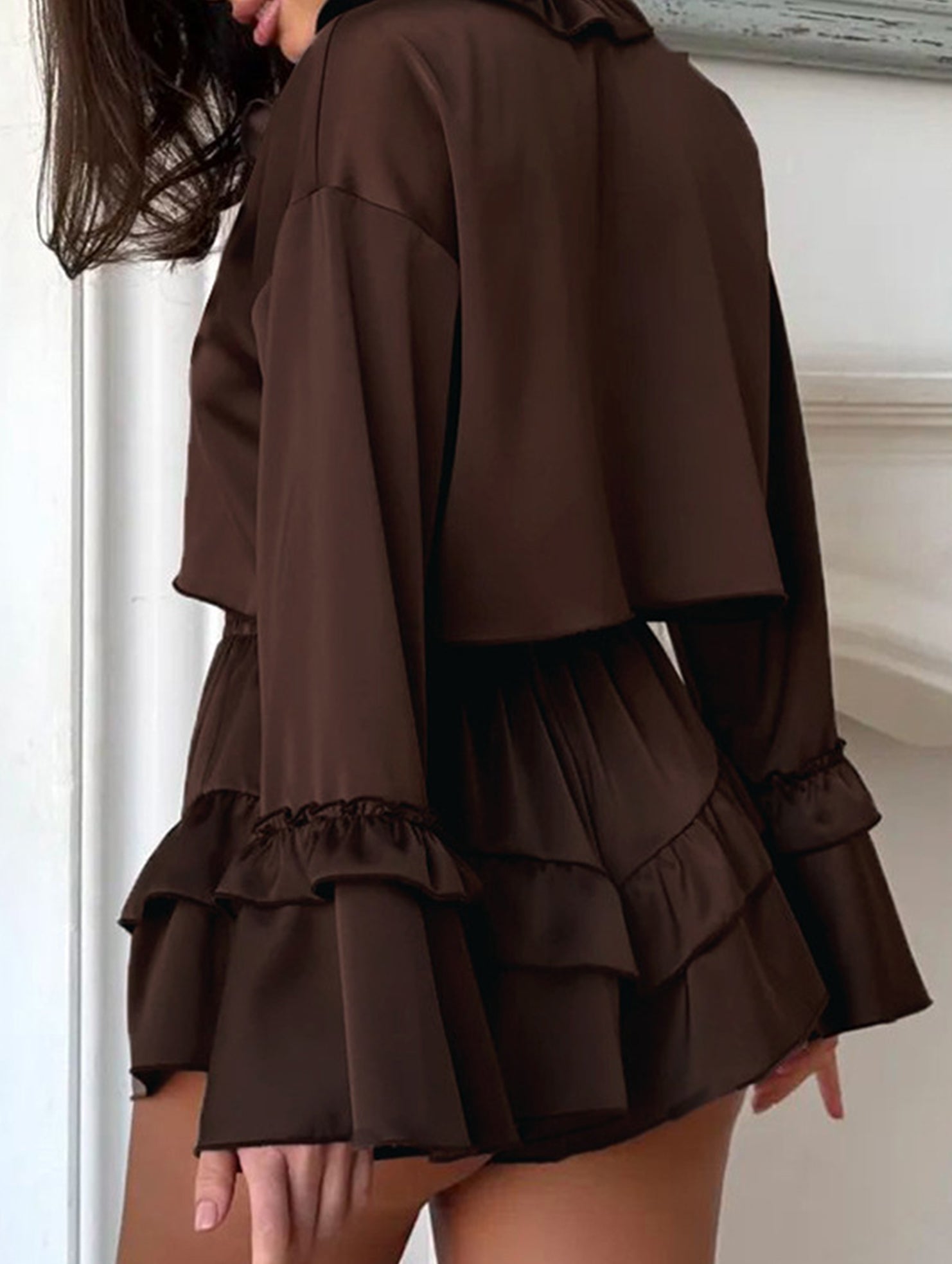 Spring Elastic Ruffled Women's Home Wear