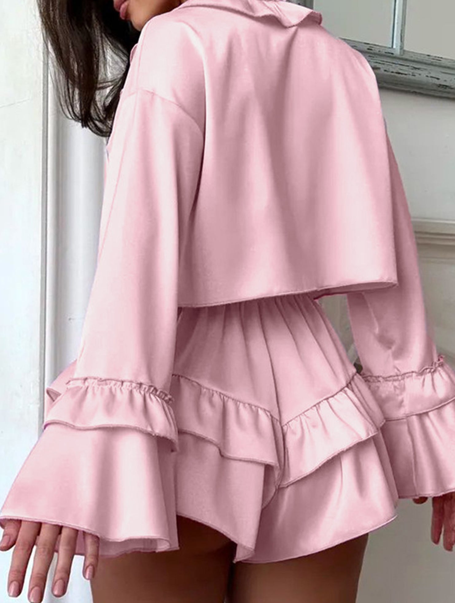 Spring Elastic Ruffled Women's Home Wear