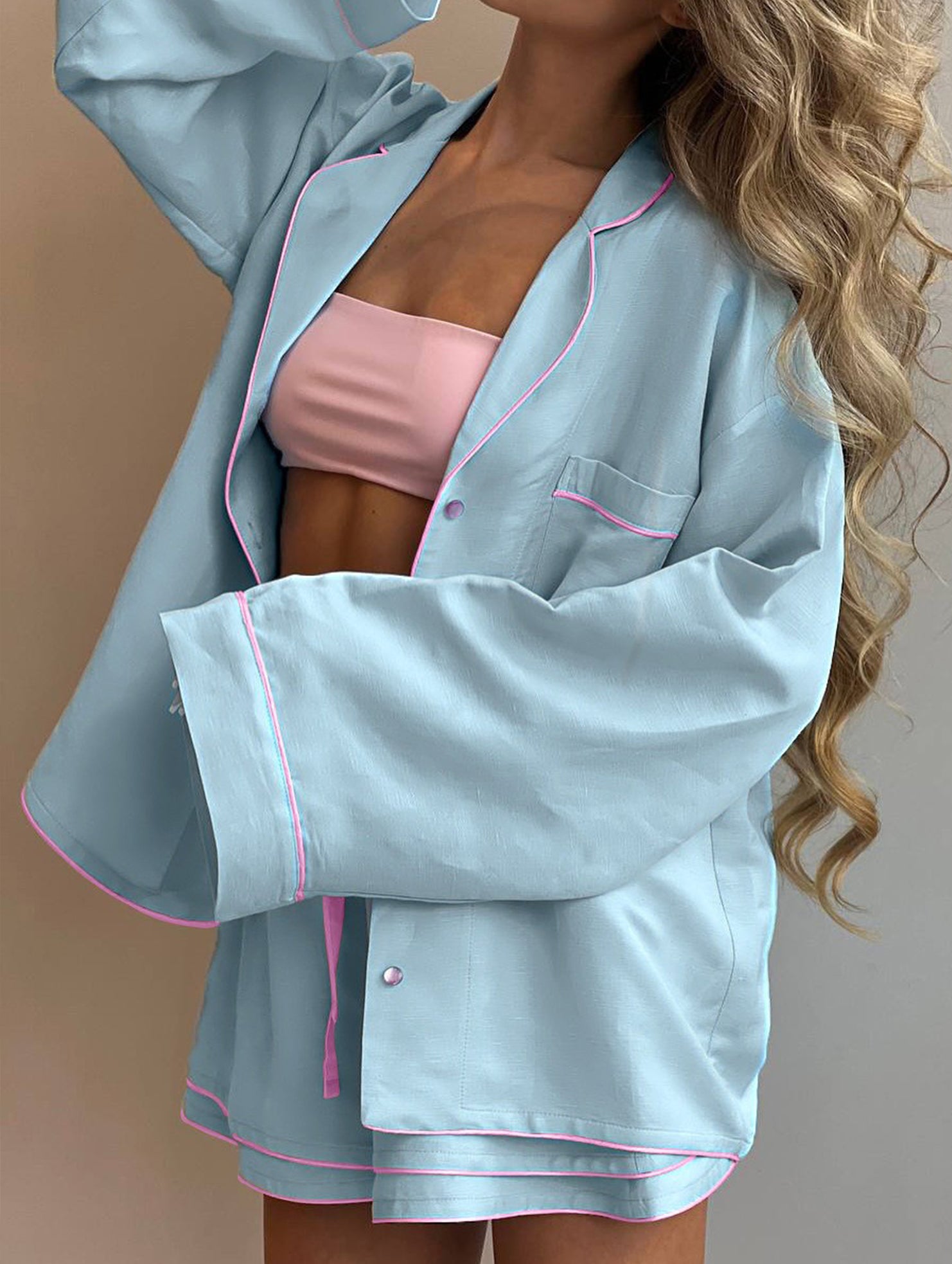 Loose-fitting cardigan comfortable pajamas for women