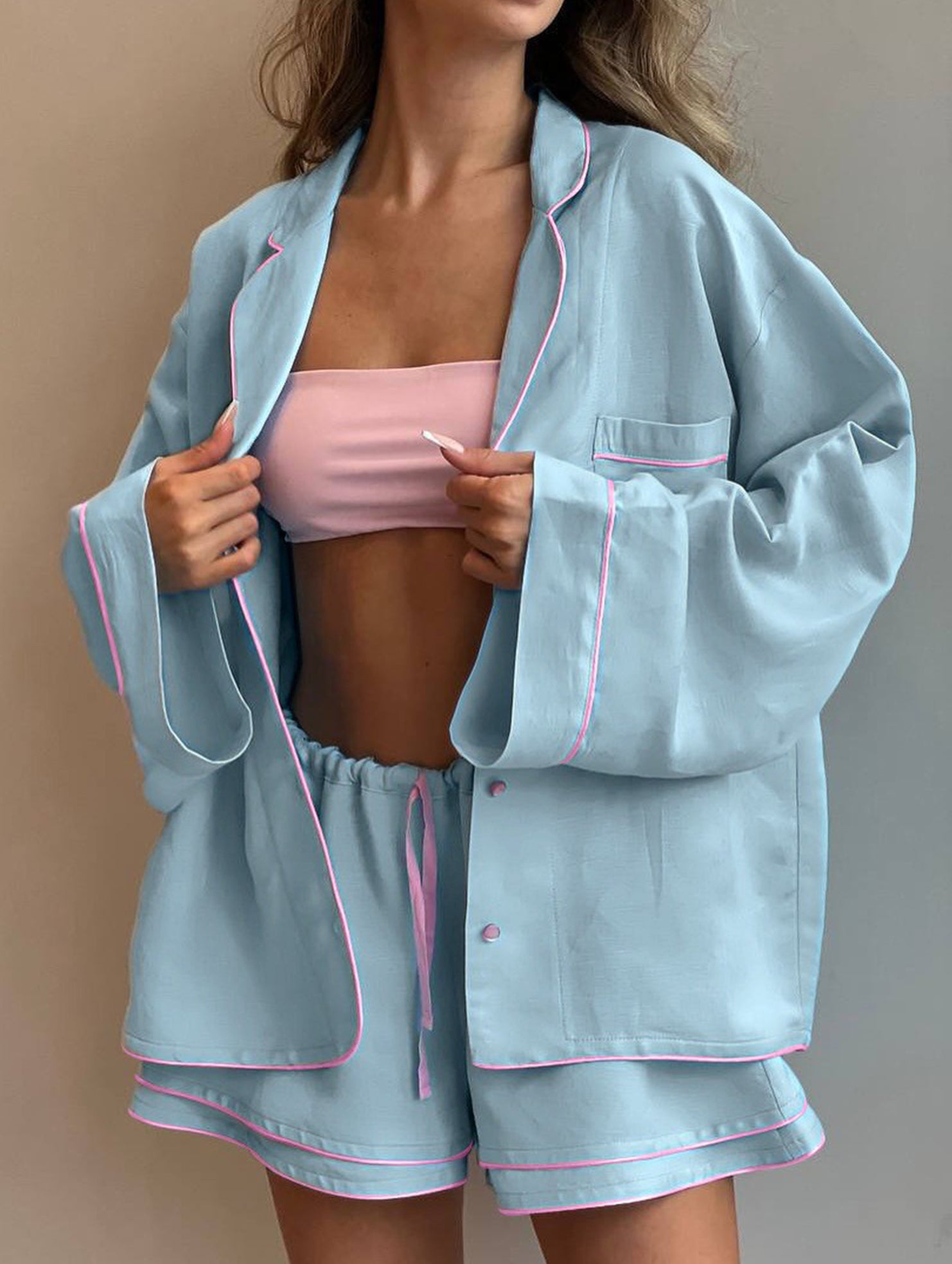 Loose-fitting cardigan comfortable pajamas for women