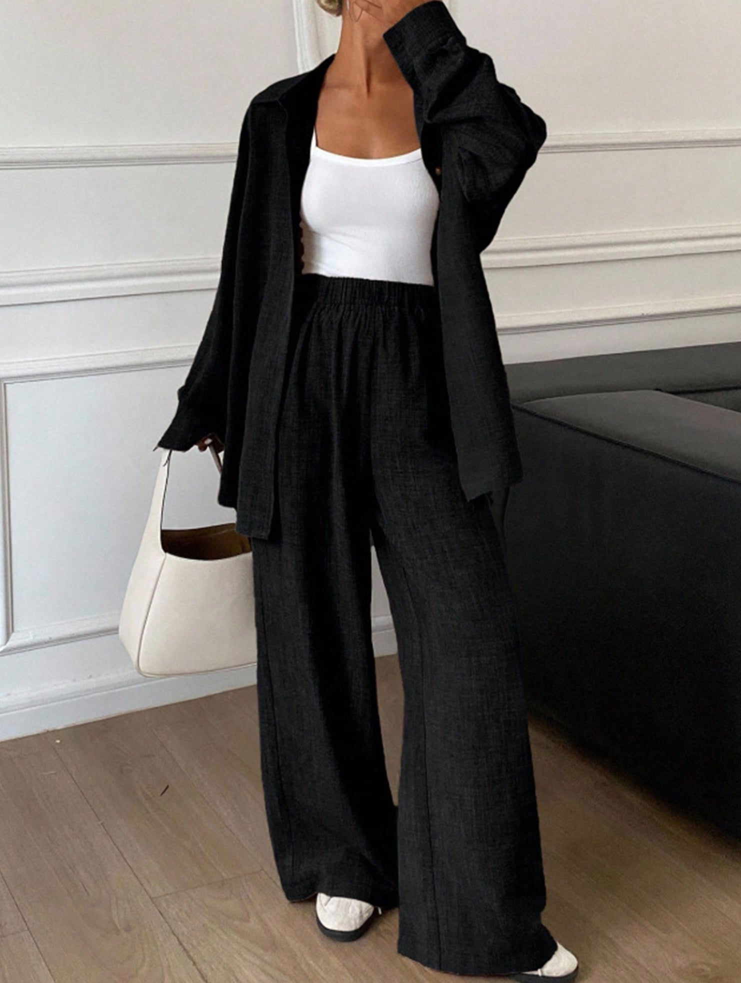 Casual, loose-fitting, and relaxed style shirt set