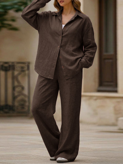 Casual, loose-fitting, and relaxed style shirt set