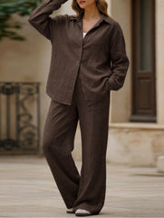Casual, loose-fitting, and relaxed style shirt set
