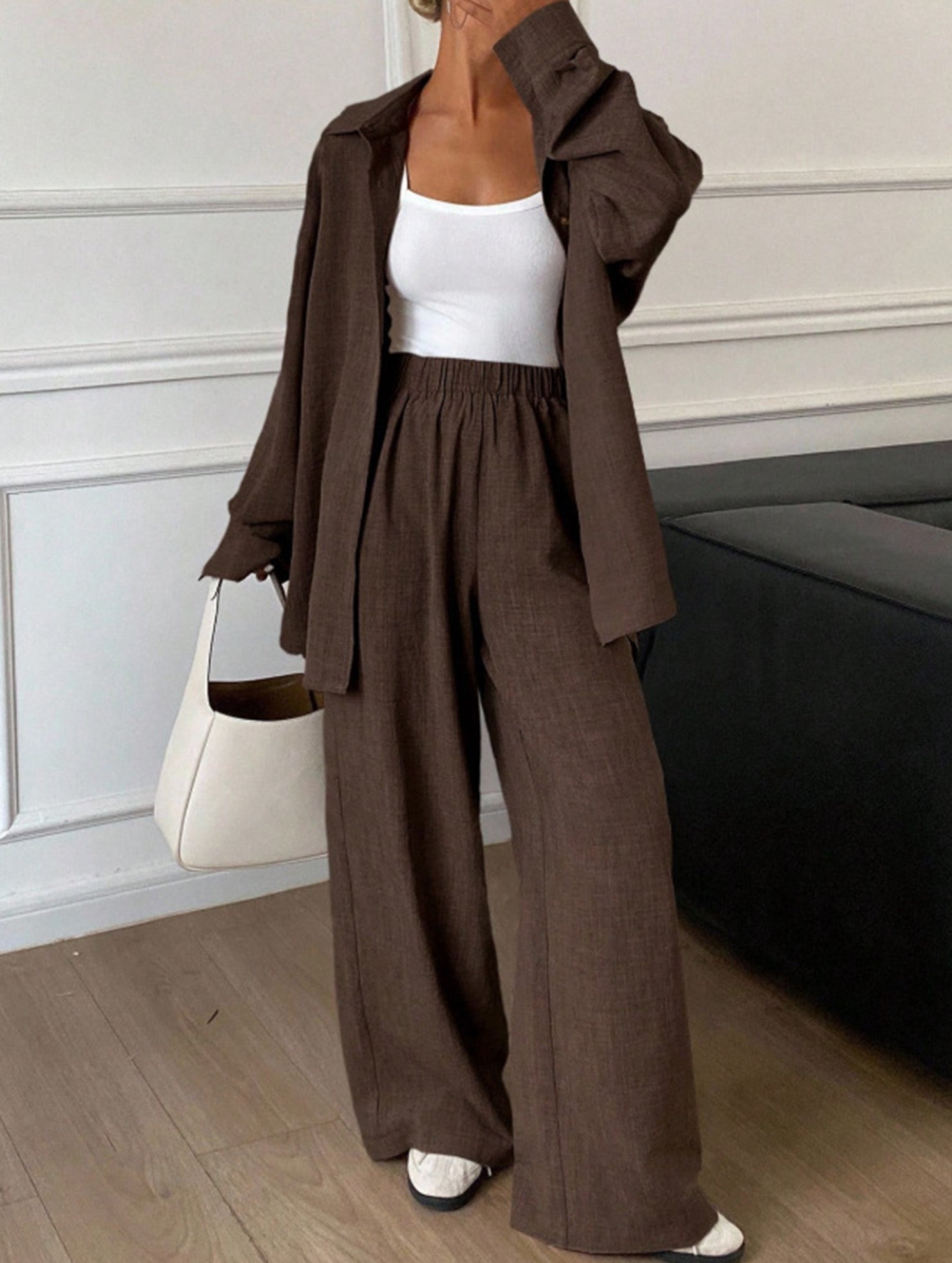Casual, loose-fitting, and relaxed style shirt set