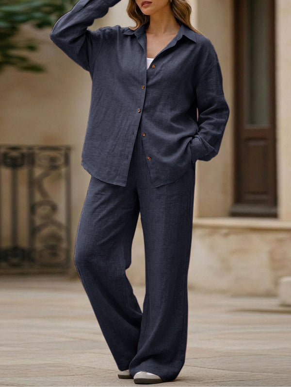 Casual, loose-fitting, and relaxed style shirt set