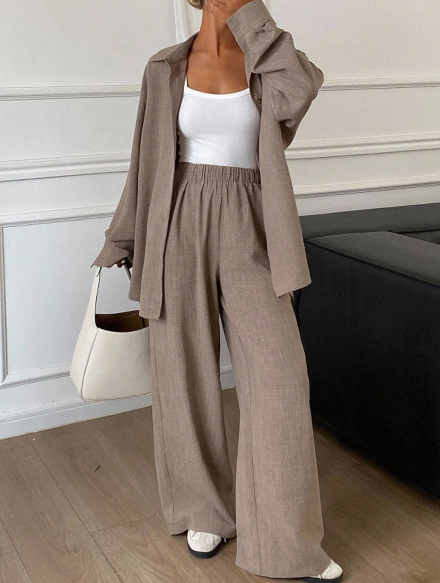 Casual, loose-fitting, and relaxed style shirt set