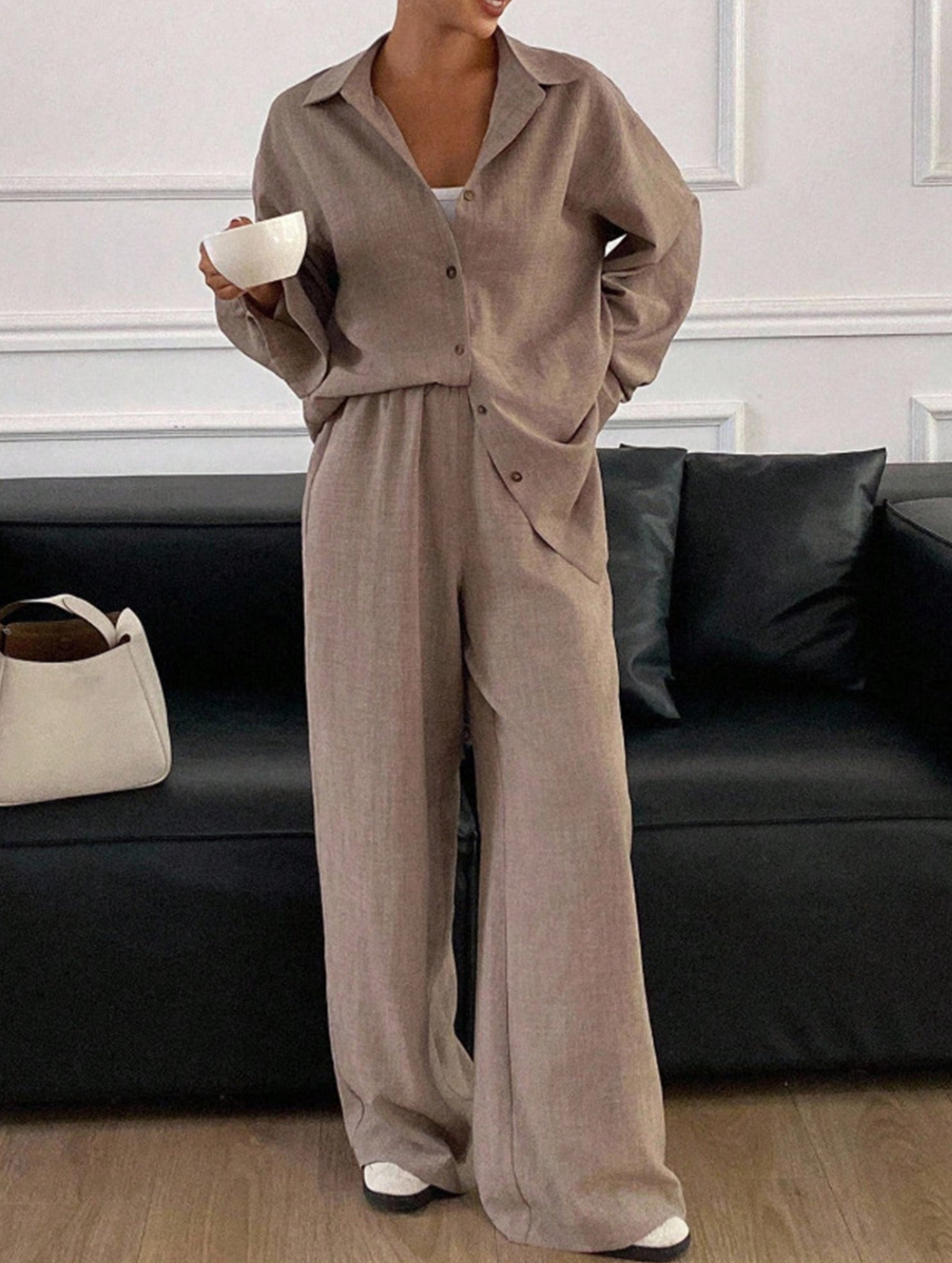 Casual, loose-fitting, and relaxed style shirt set