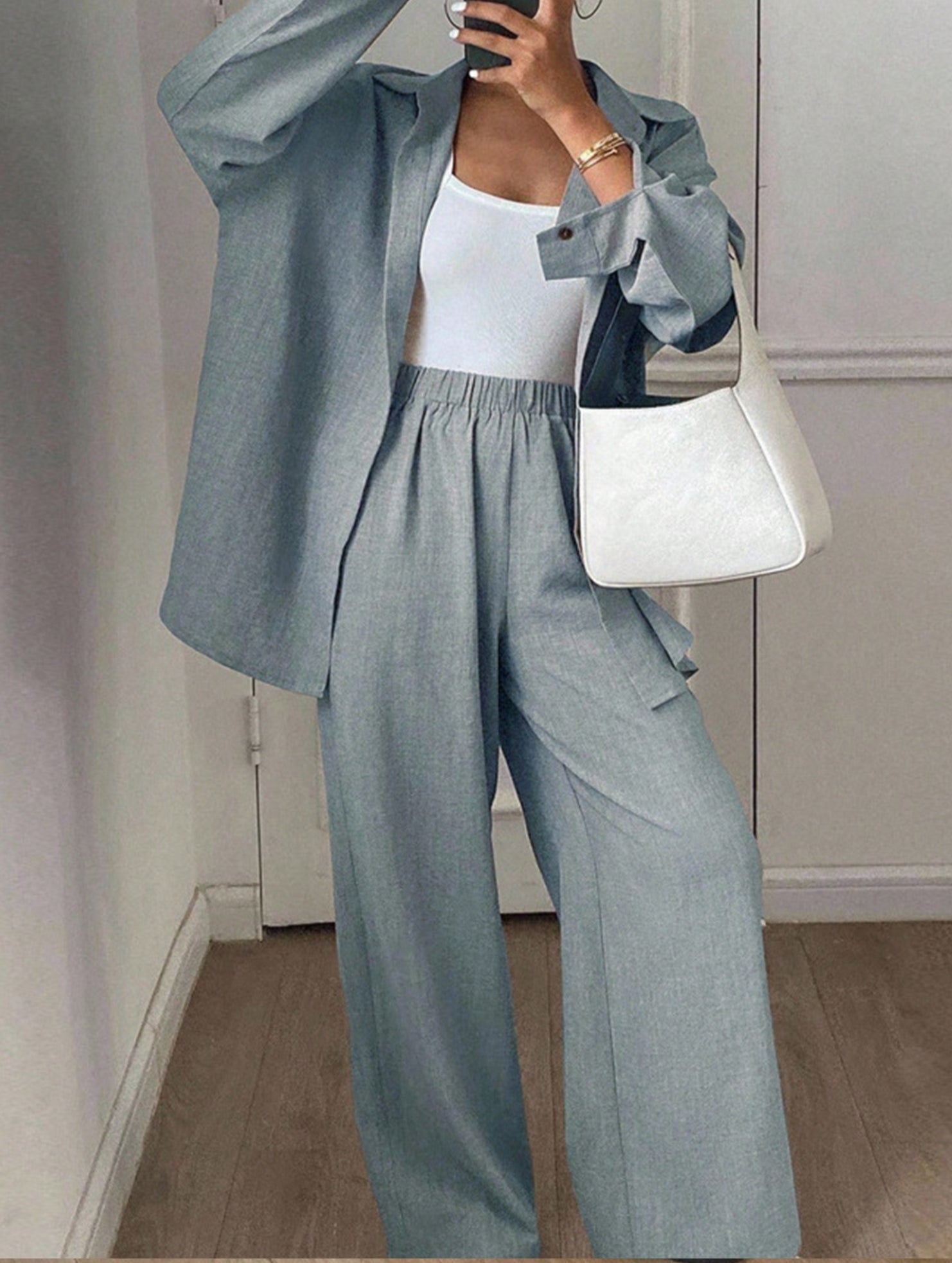 Casual, loose-fitting, and relaxed style shirt set
