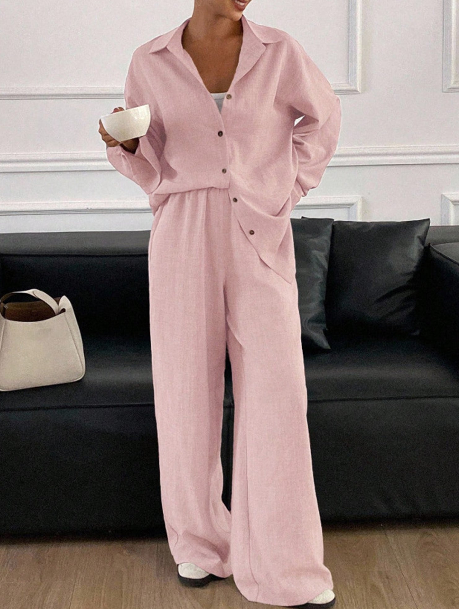 Casual, loose-fitting, and relaxed style shirt set