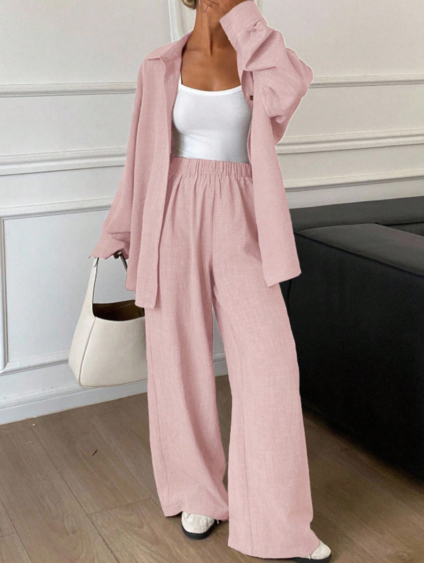 Casual, loose-fitting, and relaxed style shirt set