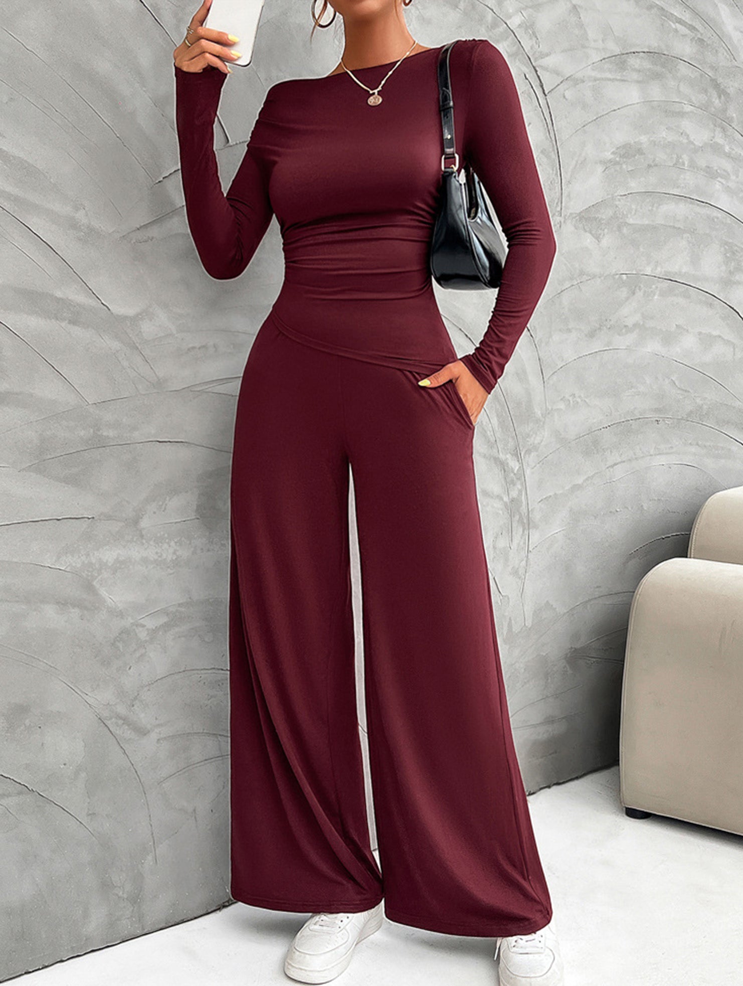 Versatile T-shirt and trousers set for women_CWSS01414