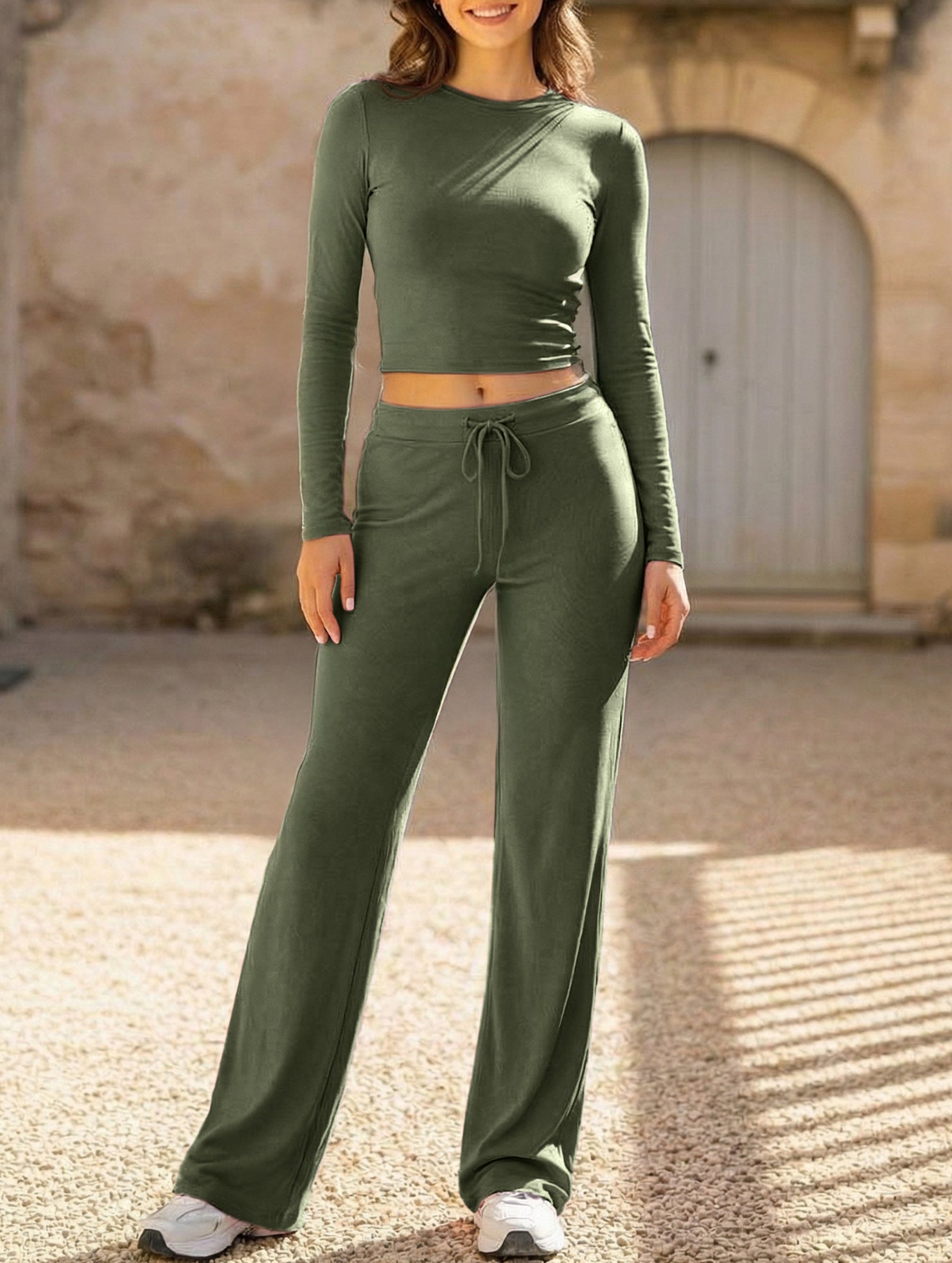 Sporty long-sleeved inner layer pants suit for women_CWSS01416