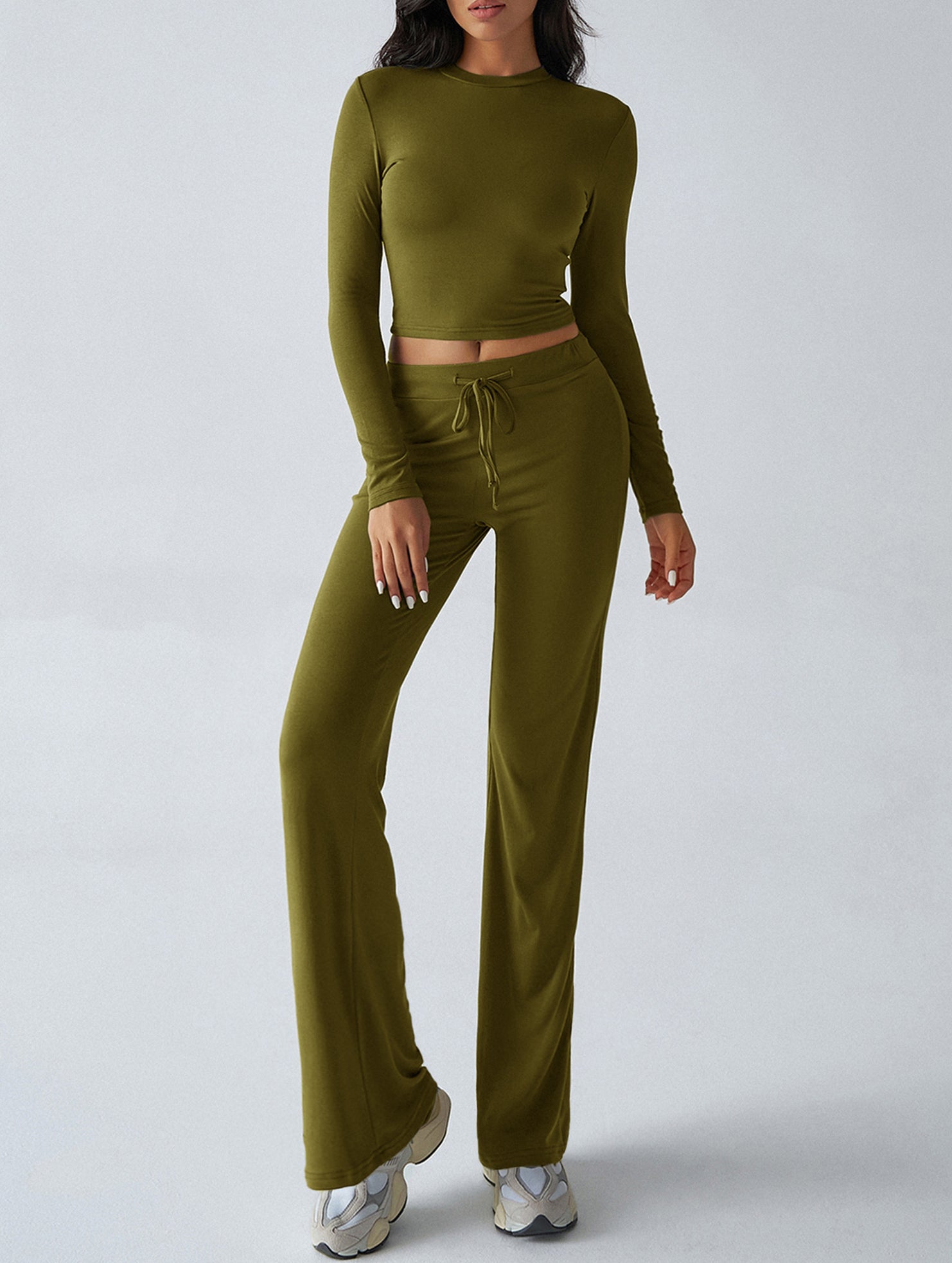 Sporty long-sleeved inner layer pants suit for women_CWSS01416