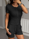Women's short-sleeved shirt, T-shirt and shorts set