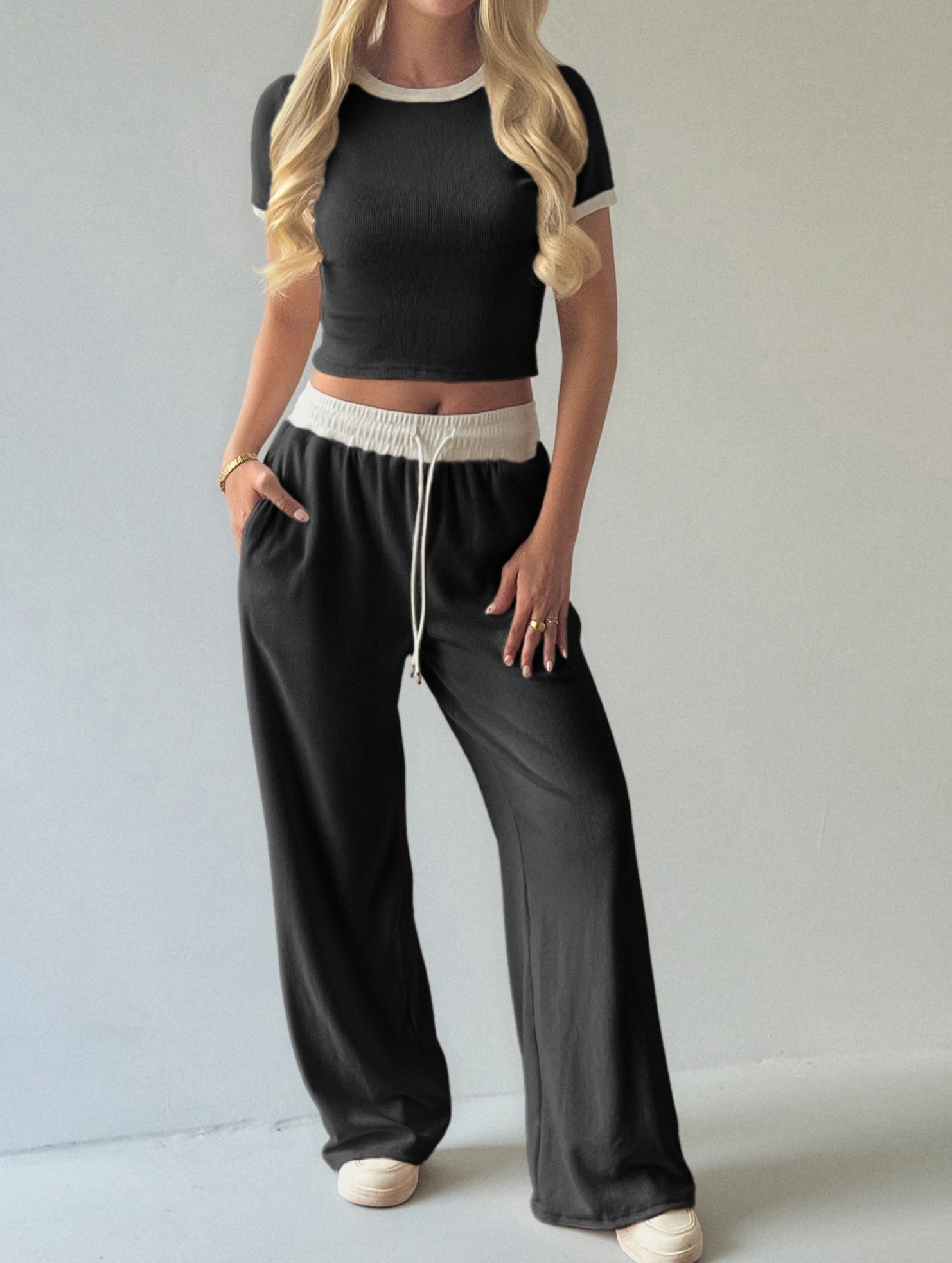 Women's Sports T-shirt and Casual Pants Set