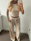 Women's Sports T-shirt and Casual Pants Set
