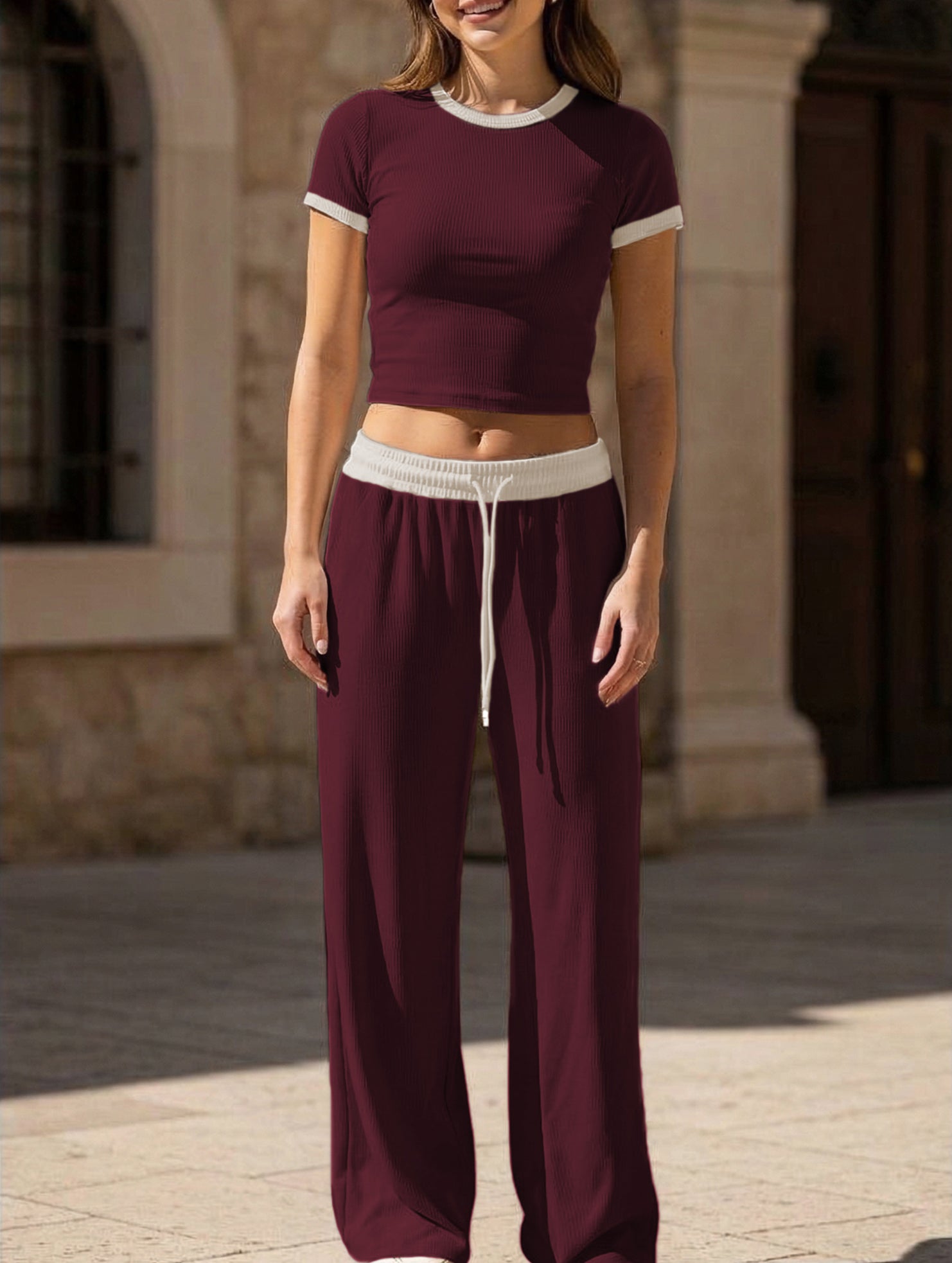 Women's Sports T-shirt and Casual Pants Set