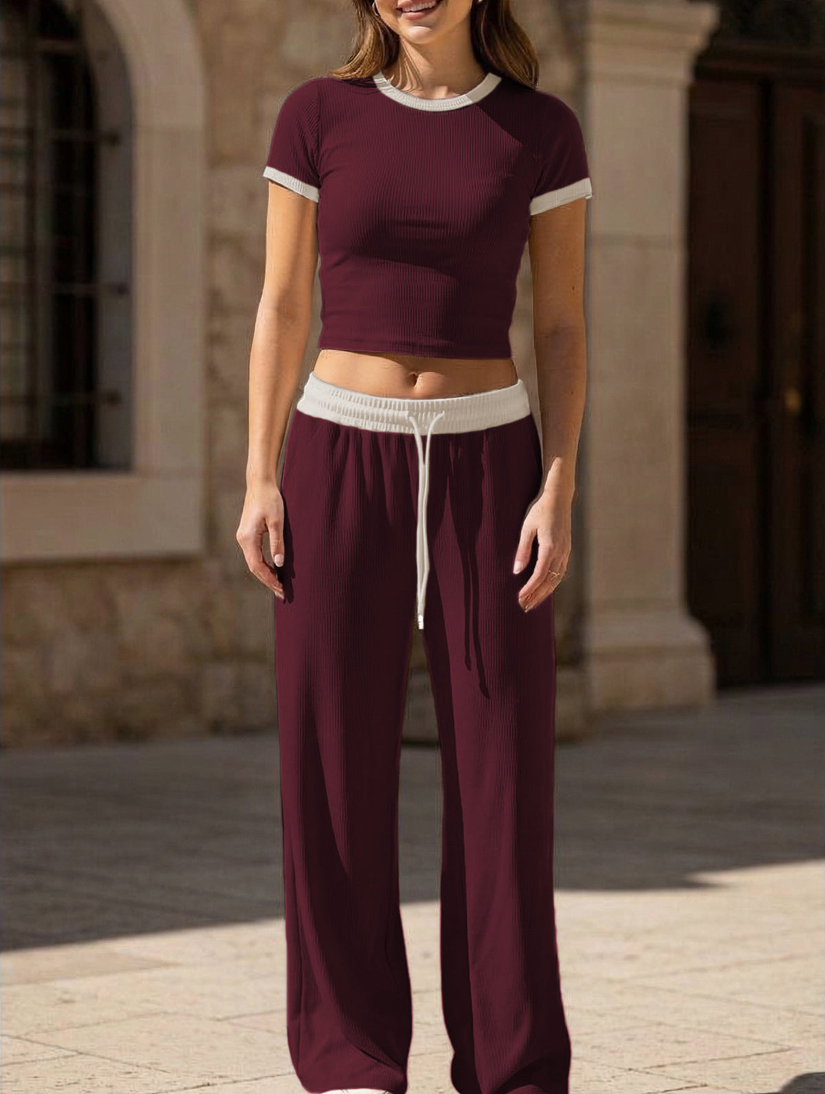 Women's Sports T-shirt and Casual Pants Set