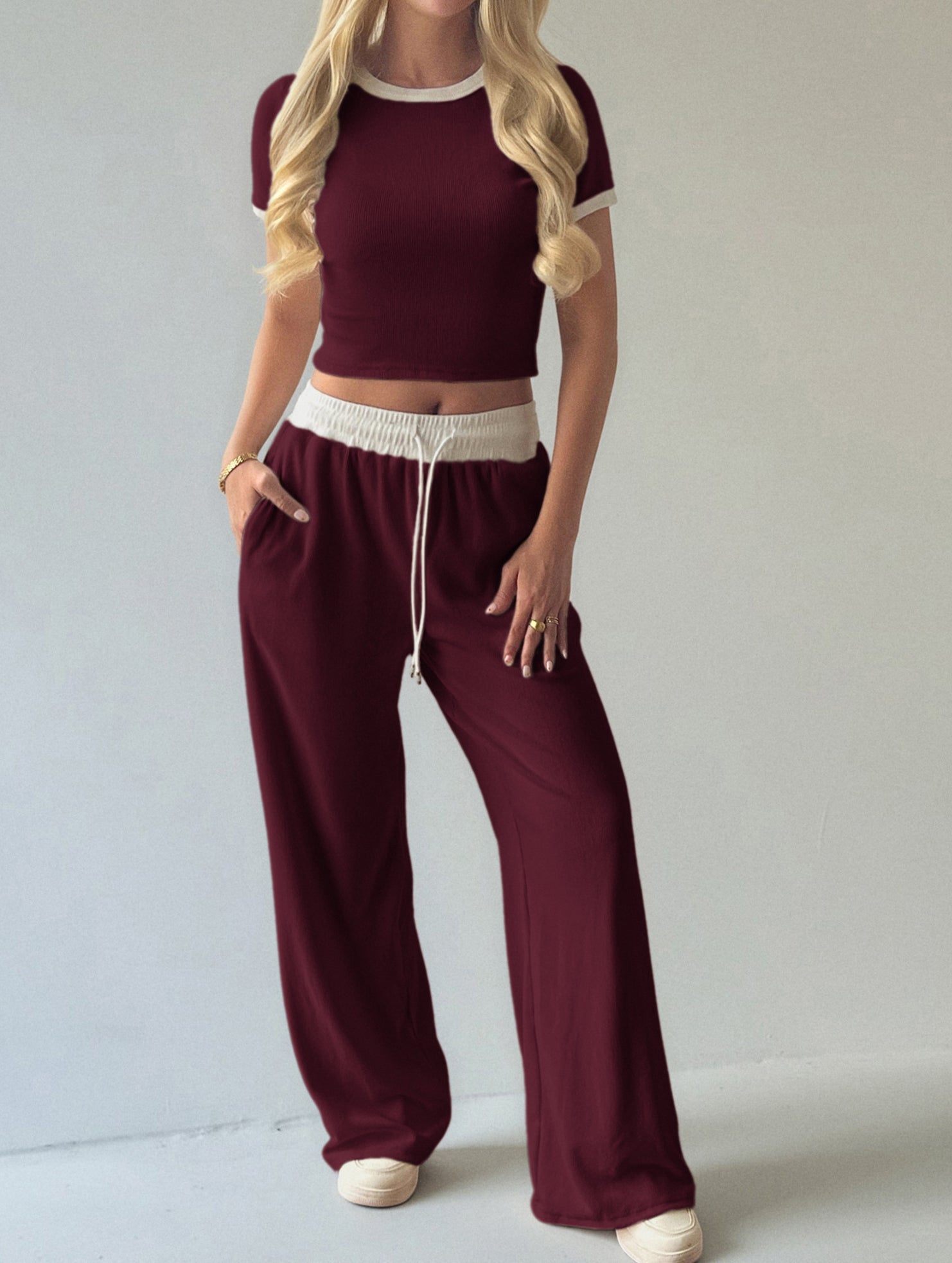 Women's Sports T-shirt and Casual Pants Set