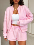 Women's Sporty Casual Jacket and Shorts Set